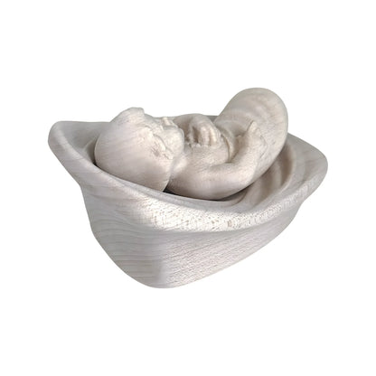 Baby Jesus in Crib in Maple Wood