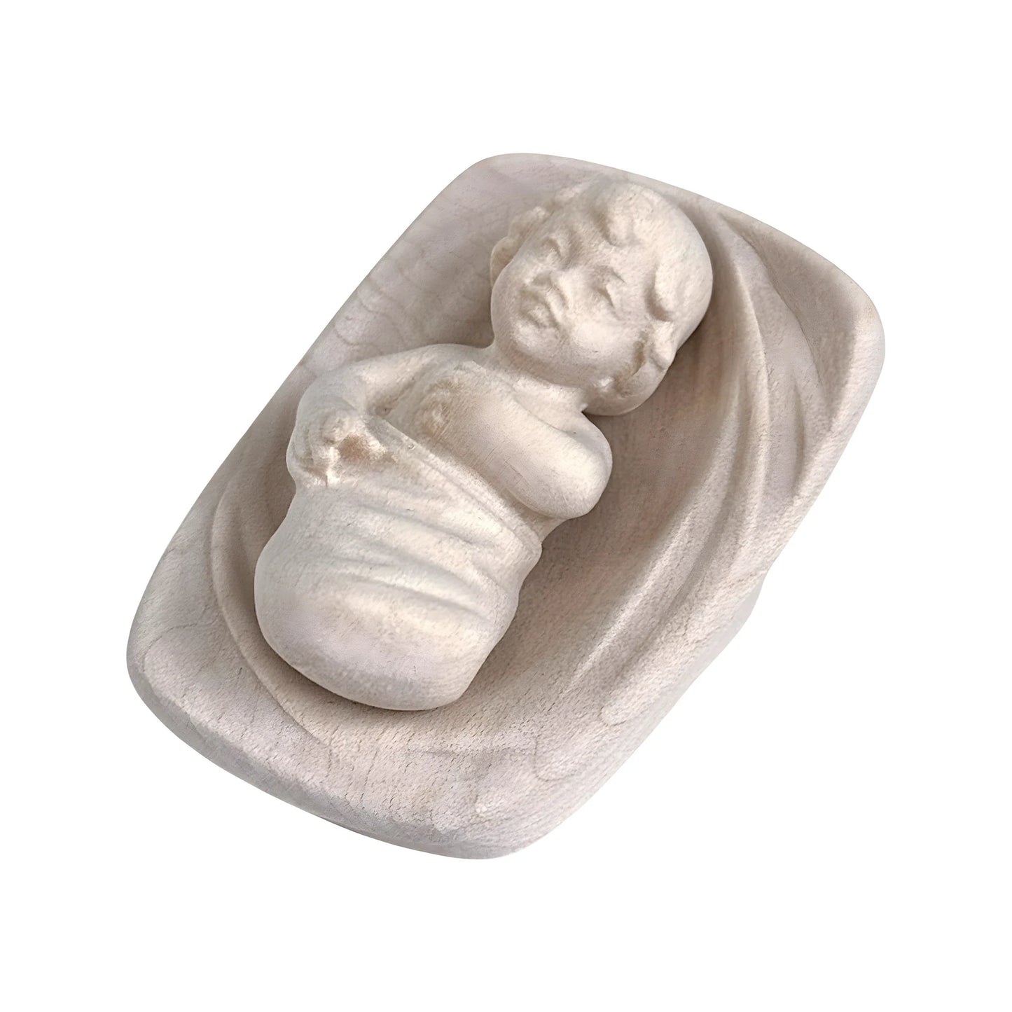 Baby Jesus in Crib in Maple Wood