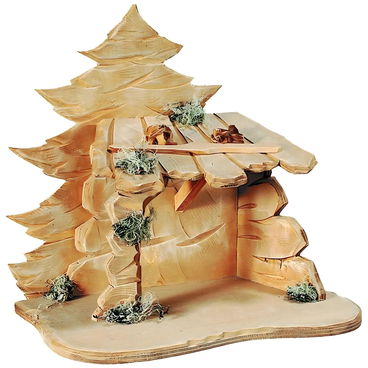 Handmade Malsiner Wooden Nativity Stable