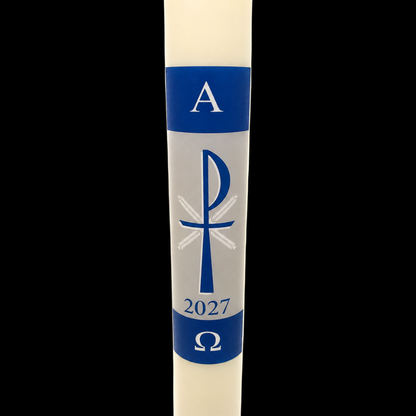 Blue Chi-Rho Paschal Candle