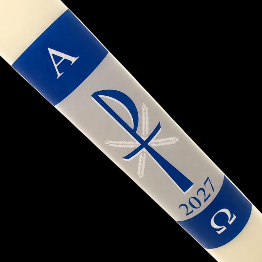 Blue Chi-Rho Paschal Candle