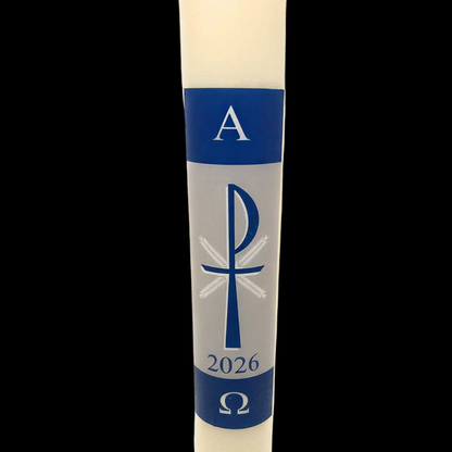 Blue Chi-Rho Paschal Candle