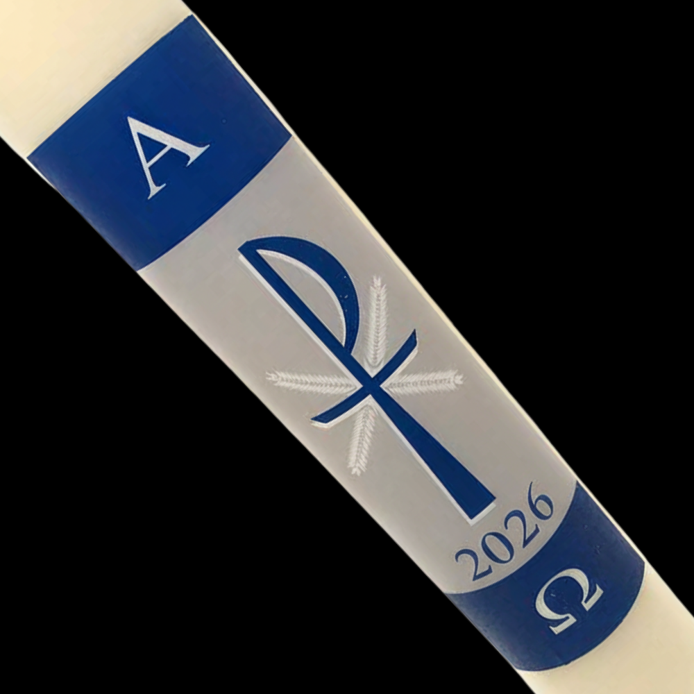 Blue Chi-Rho Paschal Candle