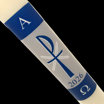 Blue Chi-Rho Paschal Candle