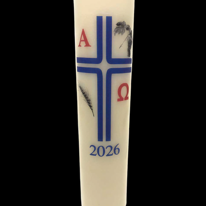 Blue Cross with Wheat and Grapes Paschal Candle
