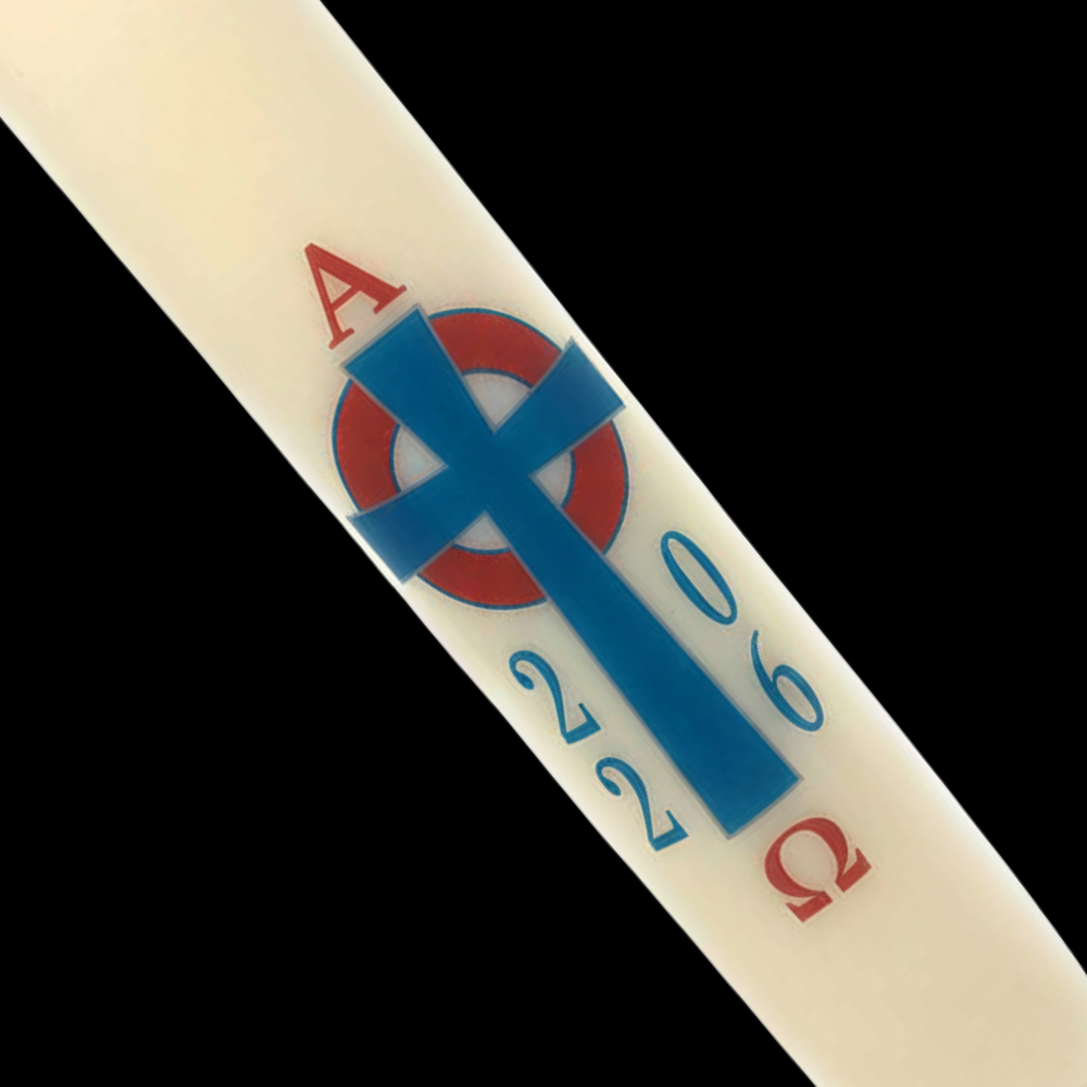 Blue and Red Celtic Cross Paschal Candle