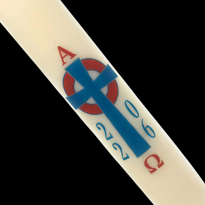 Blue and Red Celtic Cross Paschal Candle