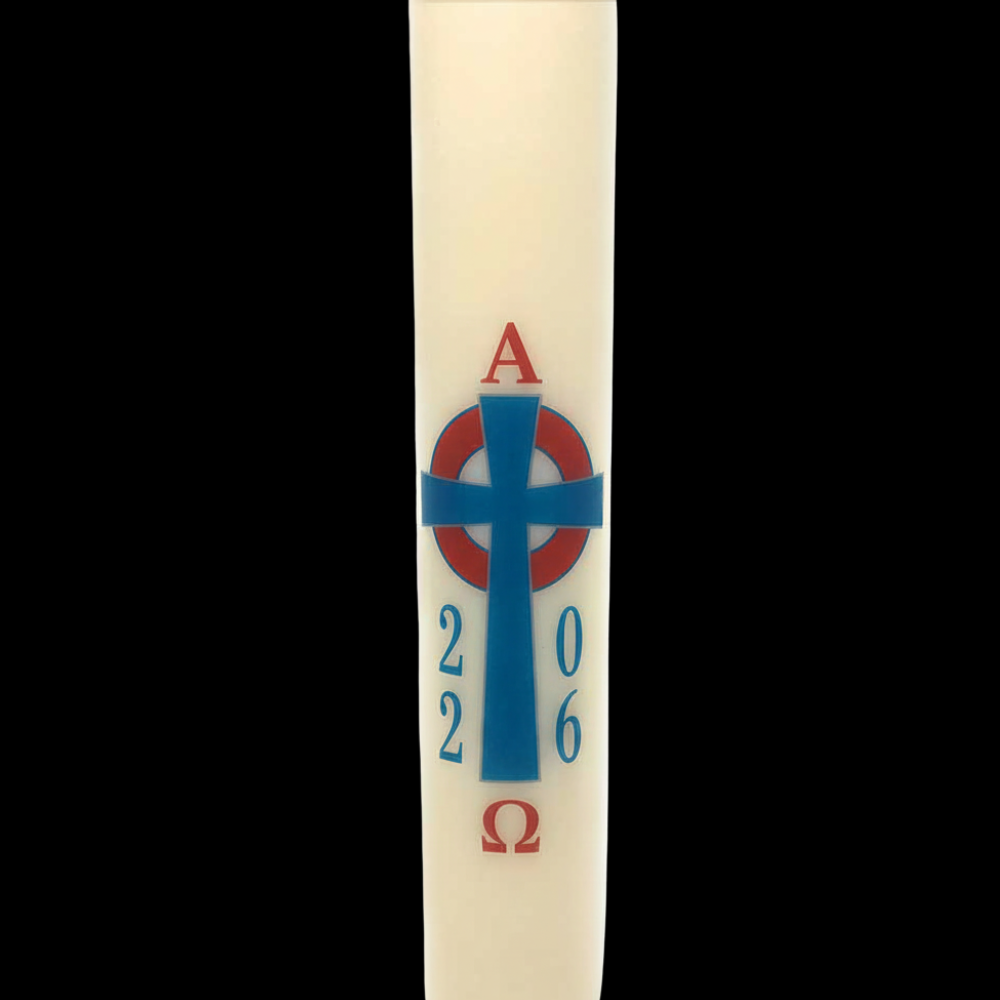 Blue and Red Celtic Cross Paschal Candle