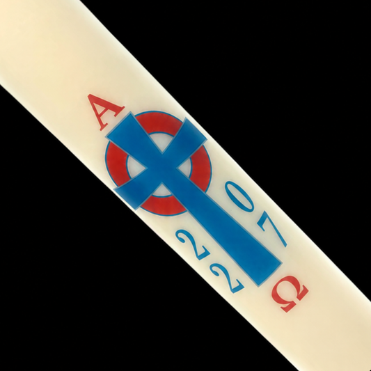 Blue and Red Celtic Cross Paschal Candle
