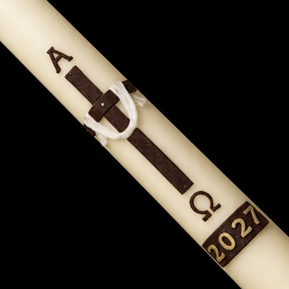 Brown Cross & Cloth Paschal Candle