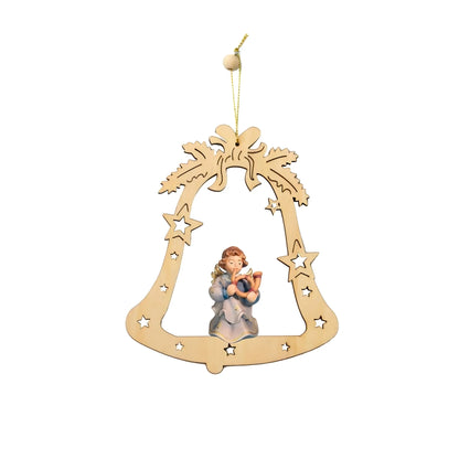 Handcrafted Bell with Musical Angel in maple wood from Val Gardena