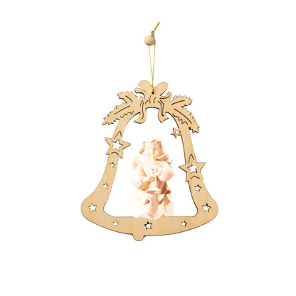 Handcrafted Wooden Bell with Musical Angel from Val Gardena