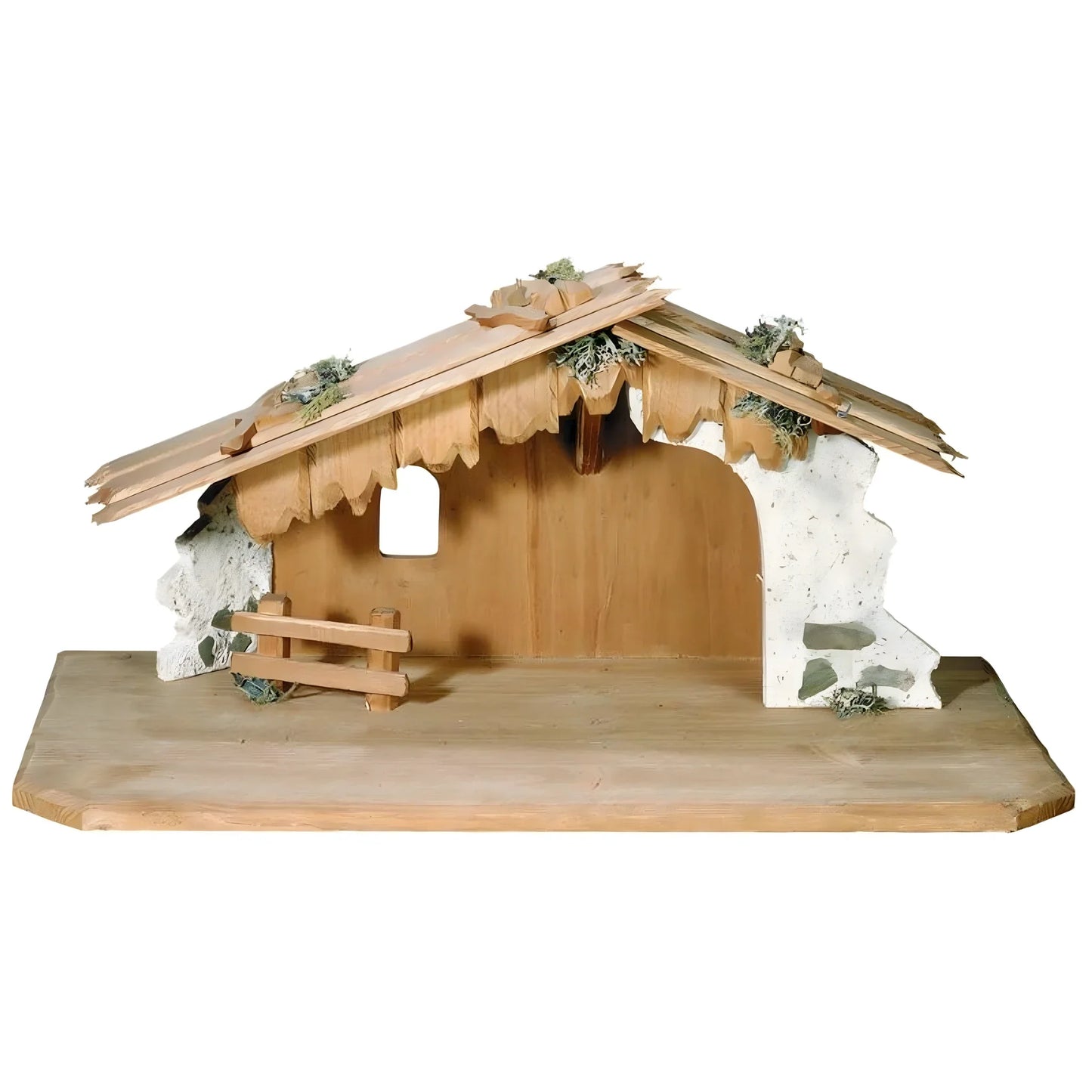 Handmade Basswood Nativity Stable