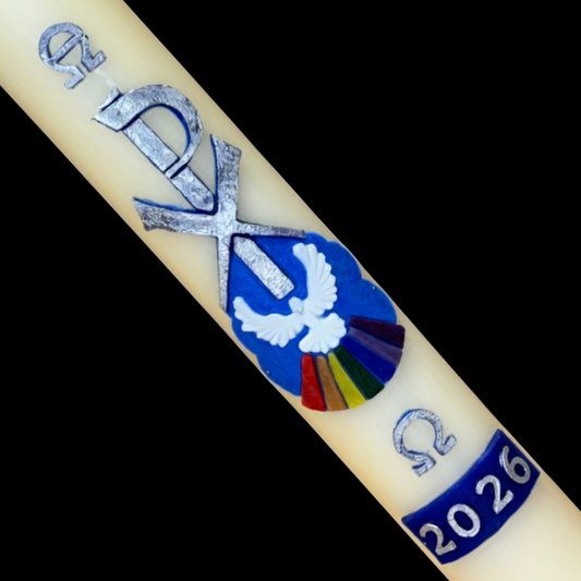 Chi-rho with Dove Paschal Candle