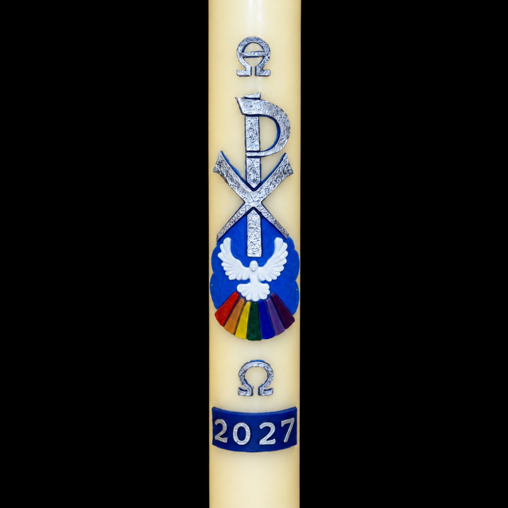 Chi-rho with Dove Paschal Candle