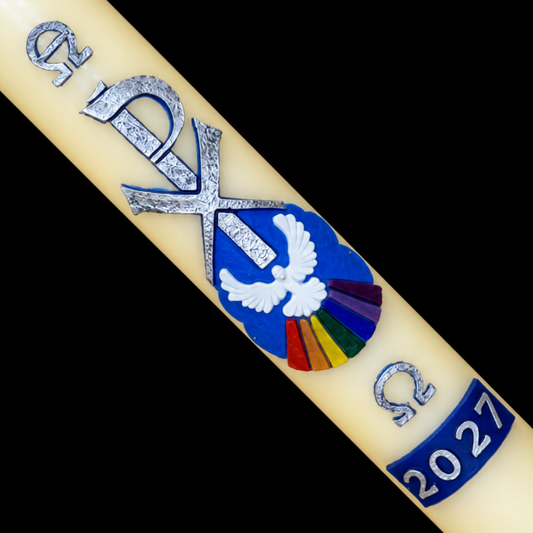 Chi-rho with Dove Paschal Candle