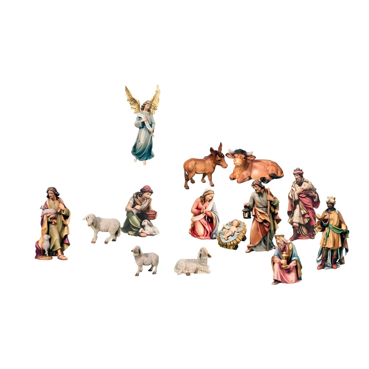 Hand Carved Wooden 15pc Nativity Set | 15 Figures