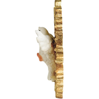 Holy Spirit Dove with Golden Halo Wooden Sculpture
