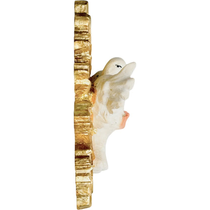 Holy Spirit Dove with Golden Halo Wooden Sculpture