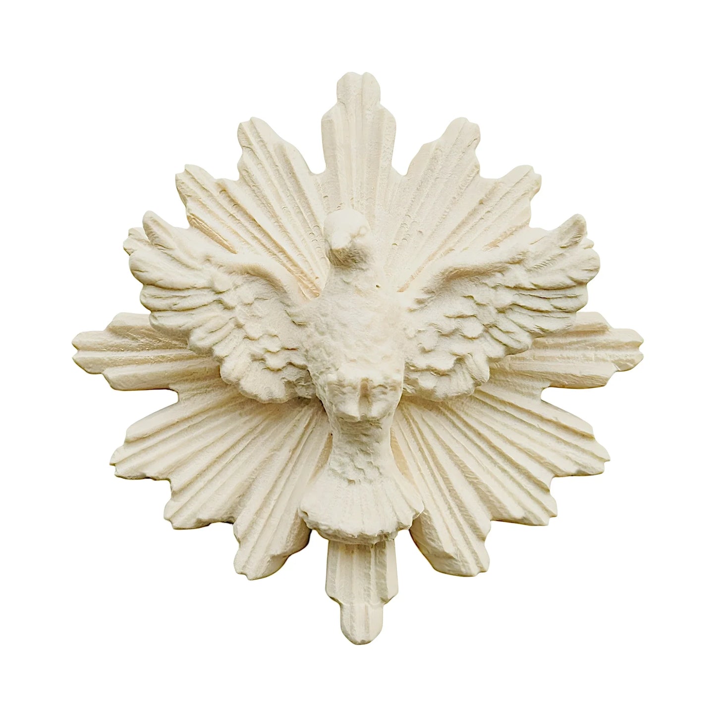 Holy Spirit Dove with Golden Halo Wooden Sculpture