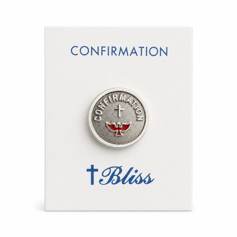 Confirmation Cross And Red Dove Lapel Pin