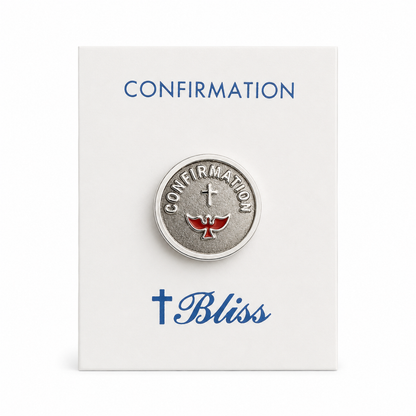 Confirmation Cross And Red Dove Lapel Pin