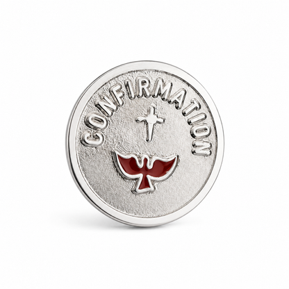 Confirmation Cross And Red Dove Lapel Pin