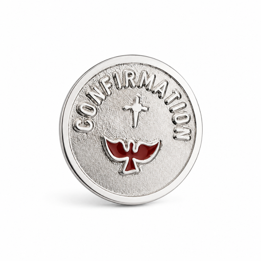 Confirmation Cross And Red Dove Lapel Pin