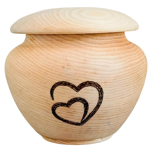 Handcrafted Round Container with Engraved Hearts – Val Gardena Wood