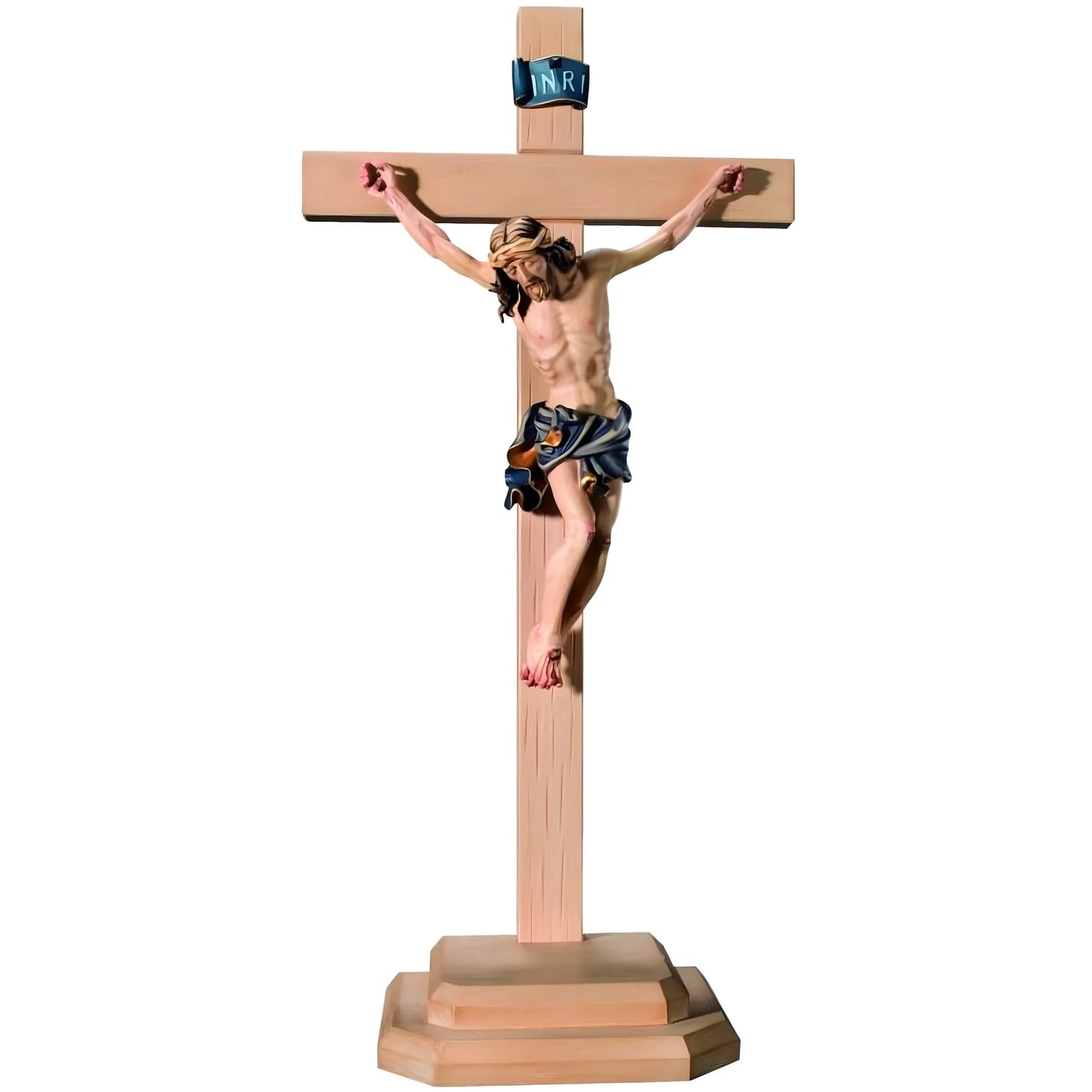Corpus Christi with Cross and Wooden Base, Handcrafted in Val Gardena