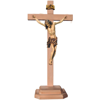Corpus Christi with Cross and Wooden Base, Handcrafted in Val Gardena