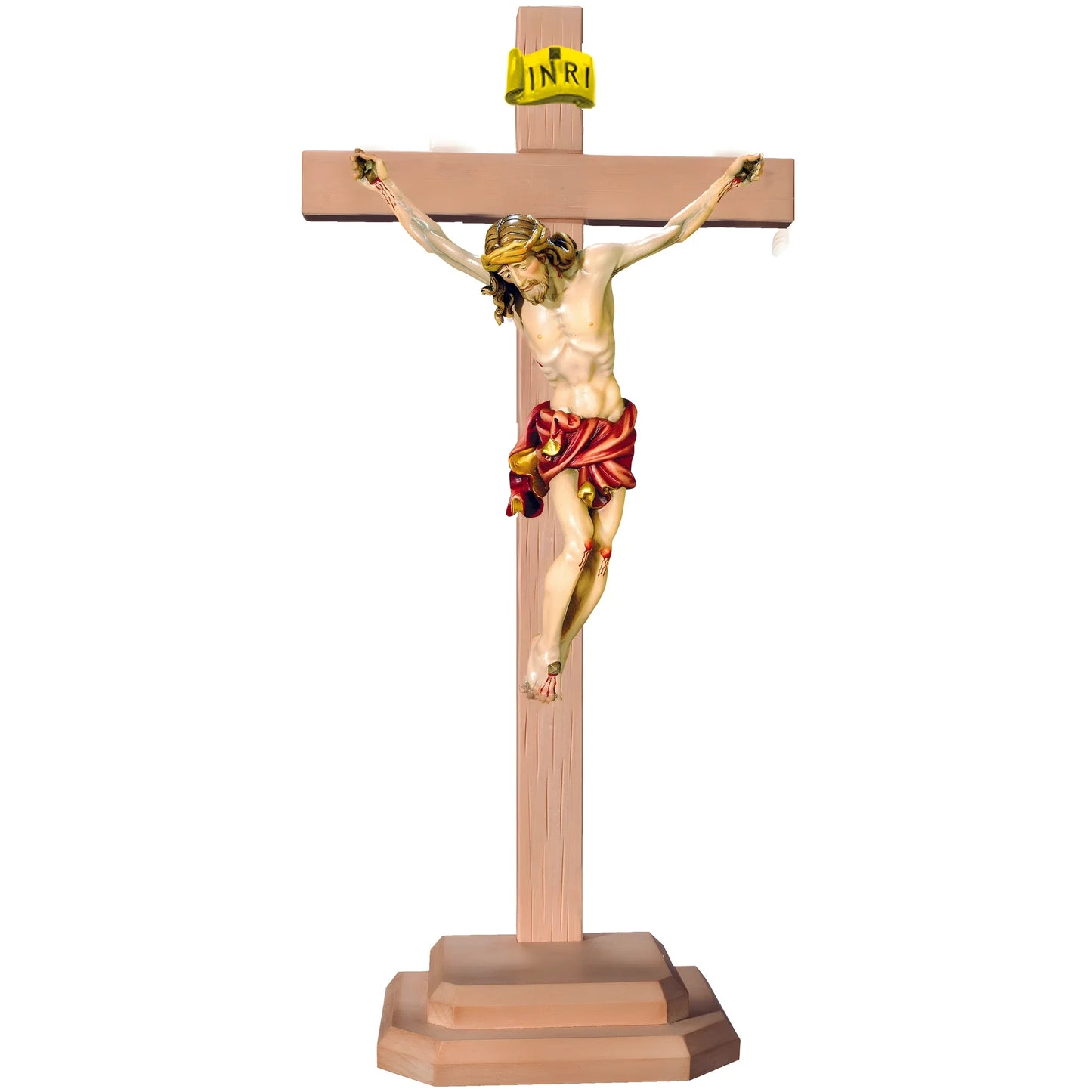Corpus Christi with Cross and Wooden Base, Handcrafted in Val Gardena