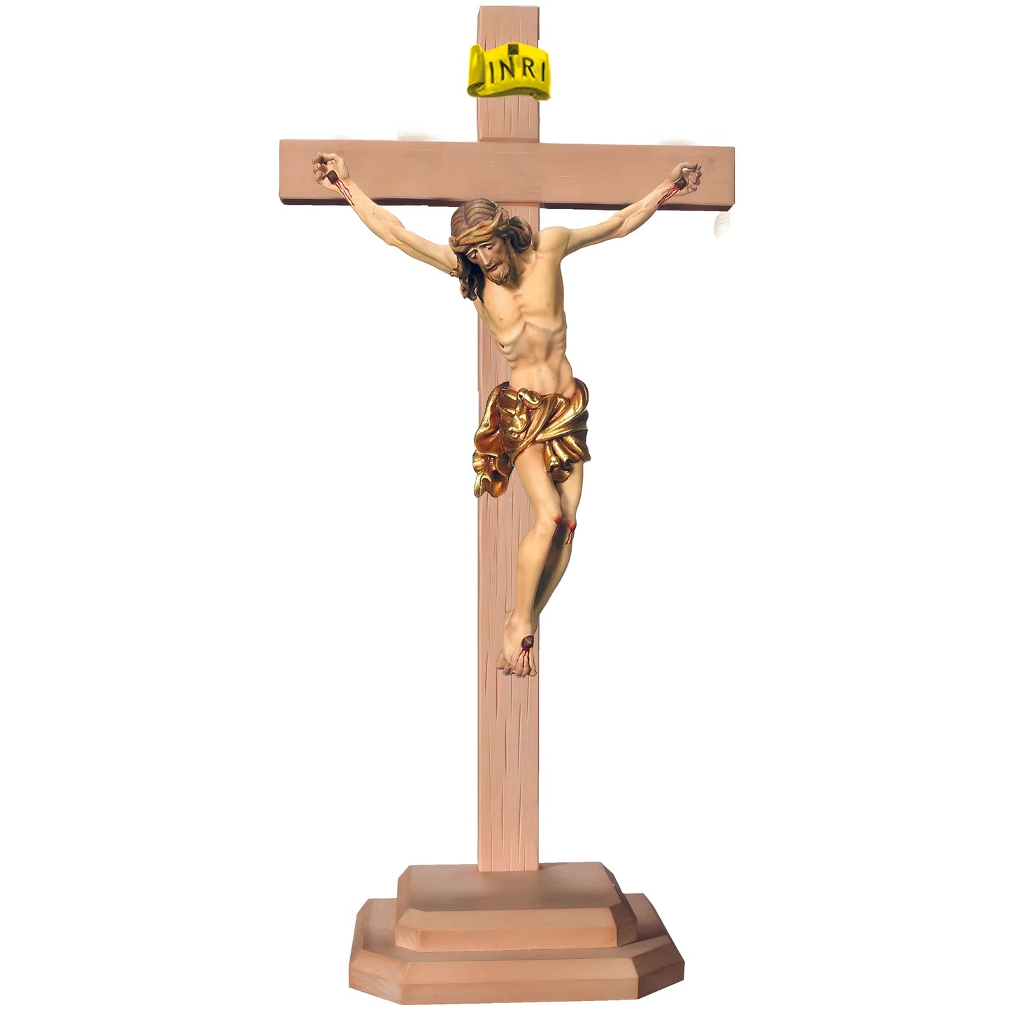Corpus Christi with Cross and Wooden Base, Handcrafted in Val Gardena