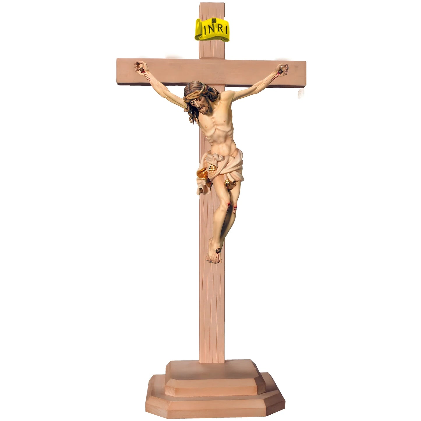 Corpus Christi with Cross and Wooden Base, Handcrafted in Val Gardena