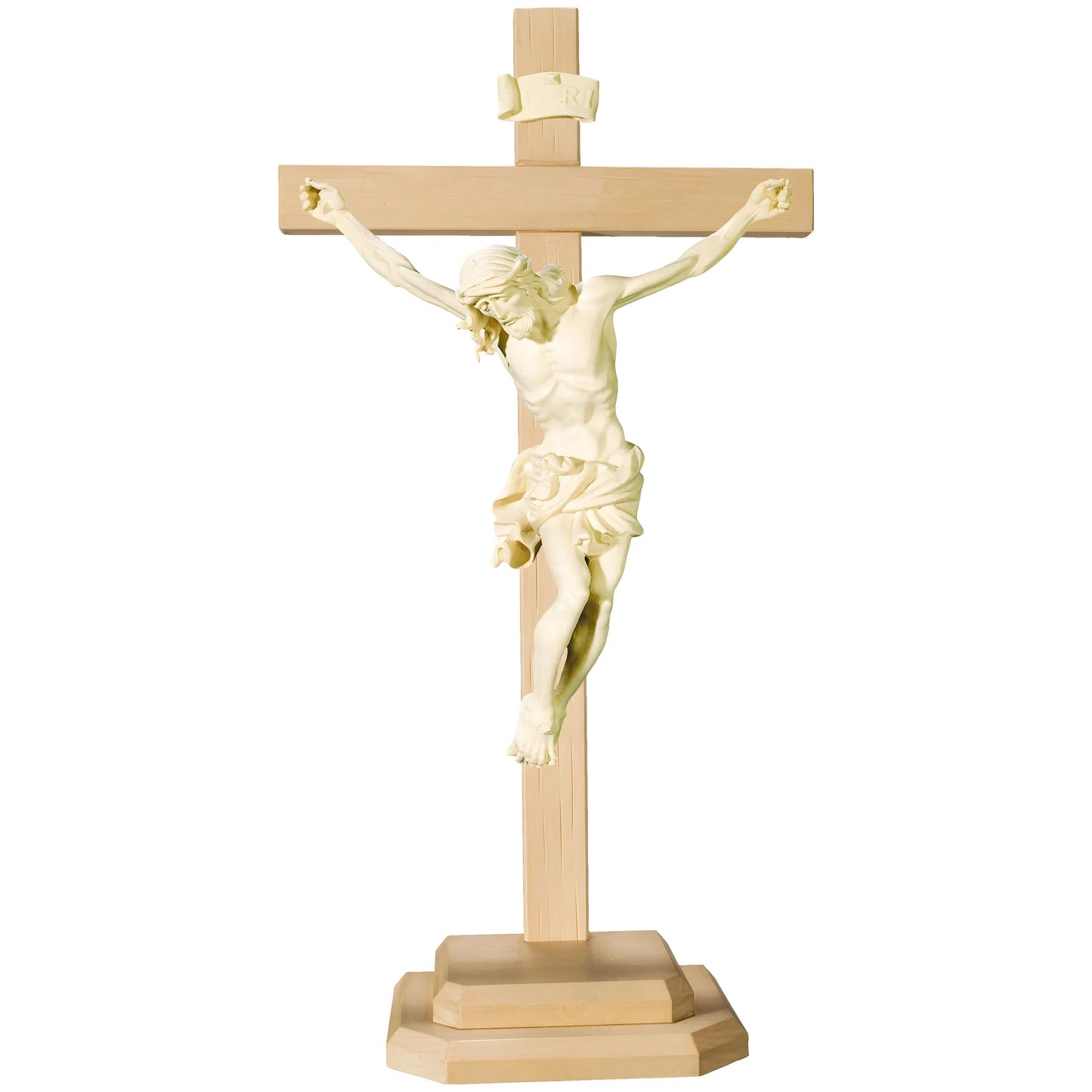 Corpus Christi with Cross and Wooden Base, Handcrafted in Val Gardena