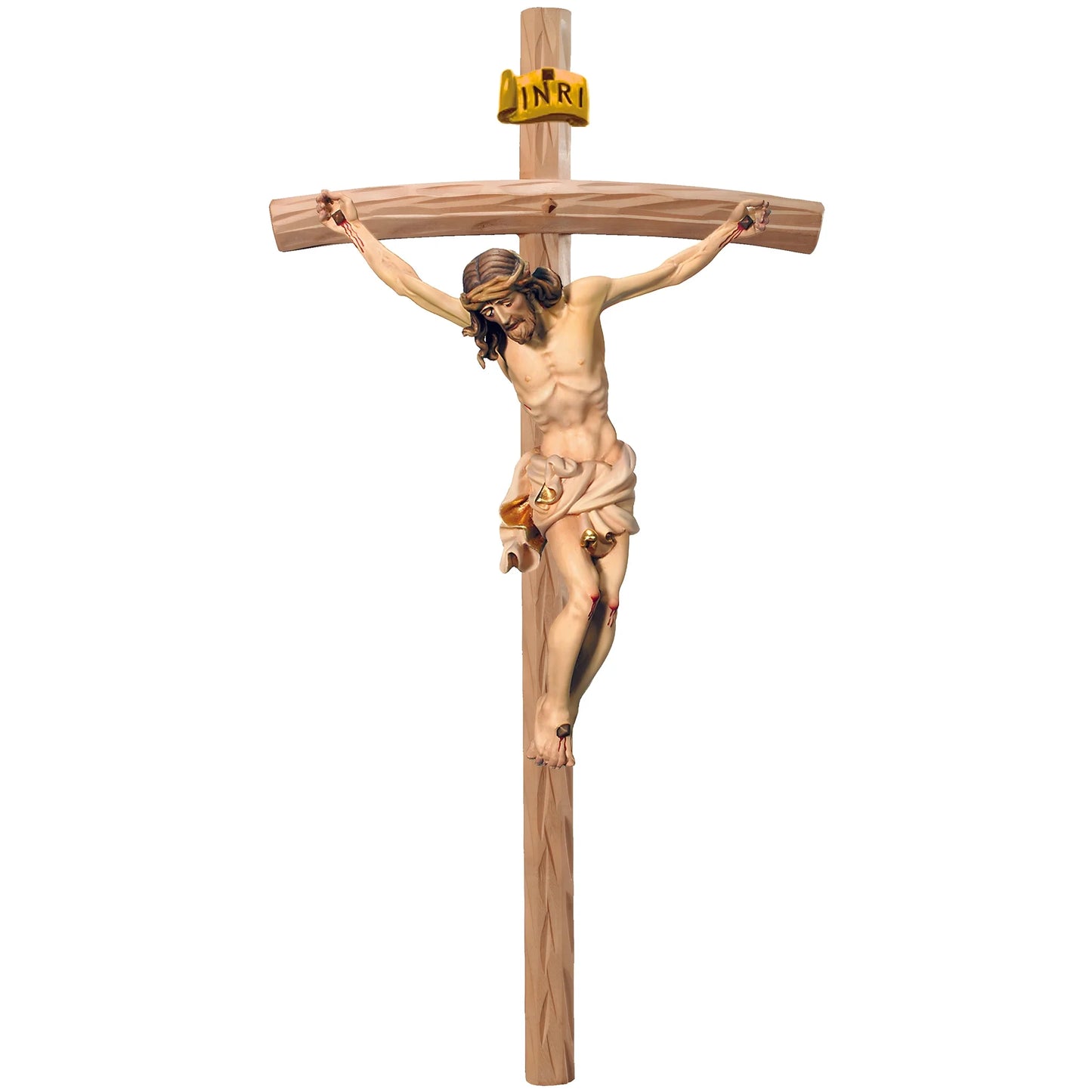 Hand-Carved Baroque Crucified Christ in Val Gardena Wood