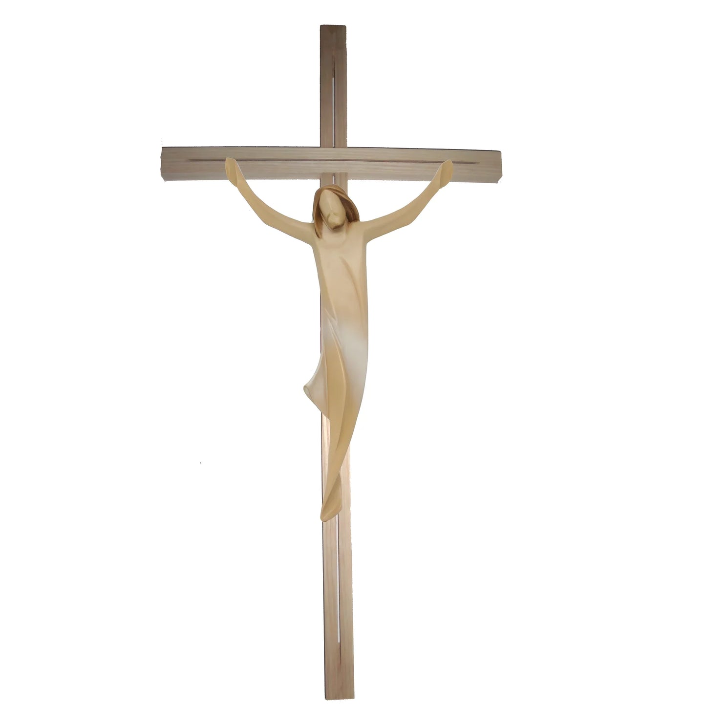 Stylized Christ on Maple and Linden Wood Cross Val Gardena