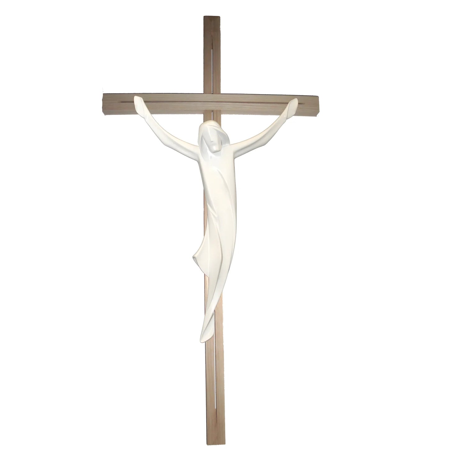 Stylized Christ on Maple and Linden Wood Cross Val Gardena