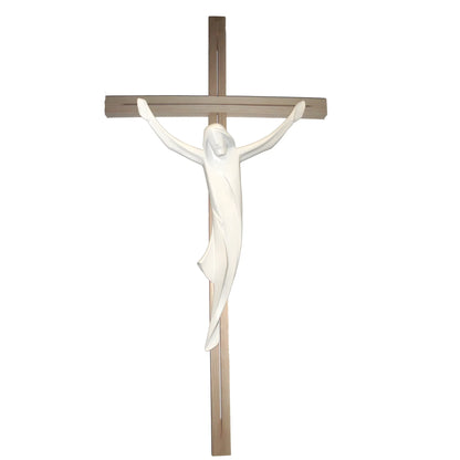 Stylized Christ on Maple and Linden Wood Cross Val Gardena