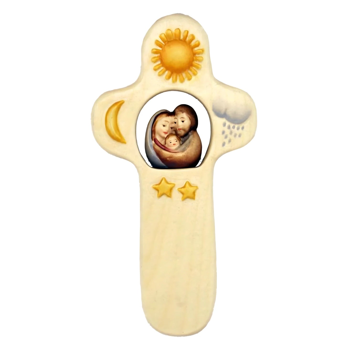 Maple Wood Artistic Cross with Holy Family