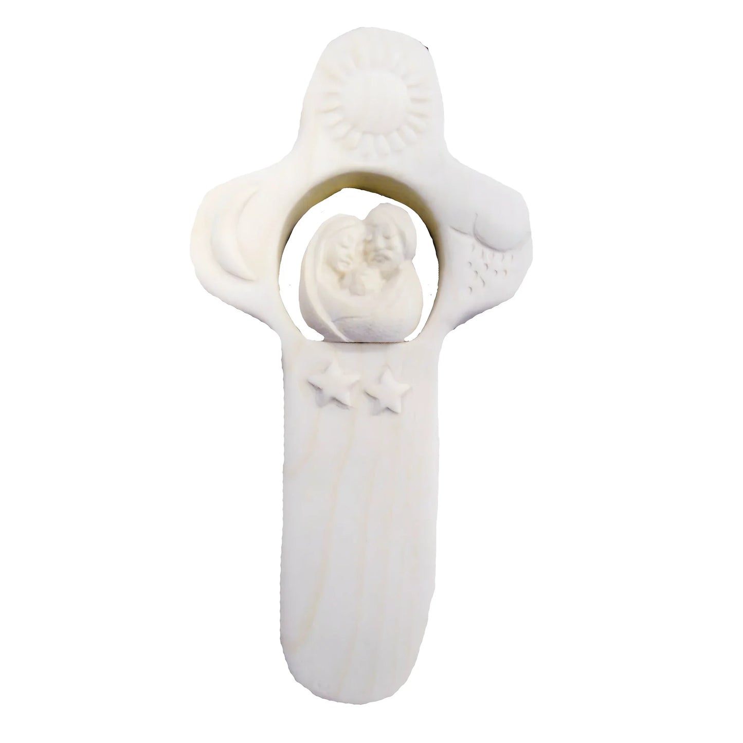 Maple Wood Artistic Cross with Holy Family