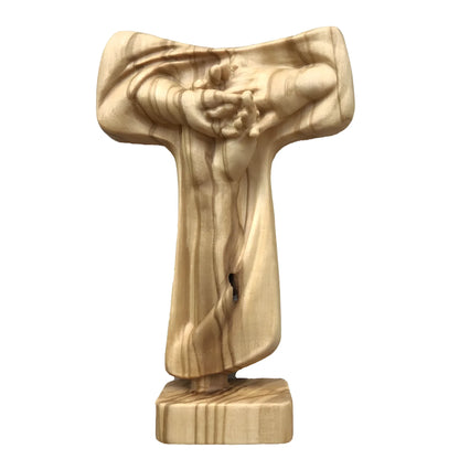 Tau Cross of Peace in Val Gardena Wood, Artisan Sculpture of Unity