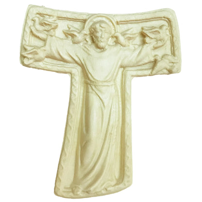 Handmade Wooden Saint Francis Tau Cross Val Gardena