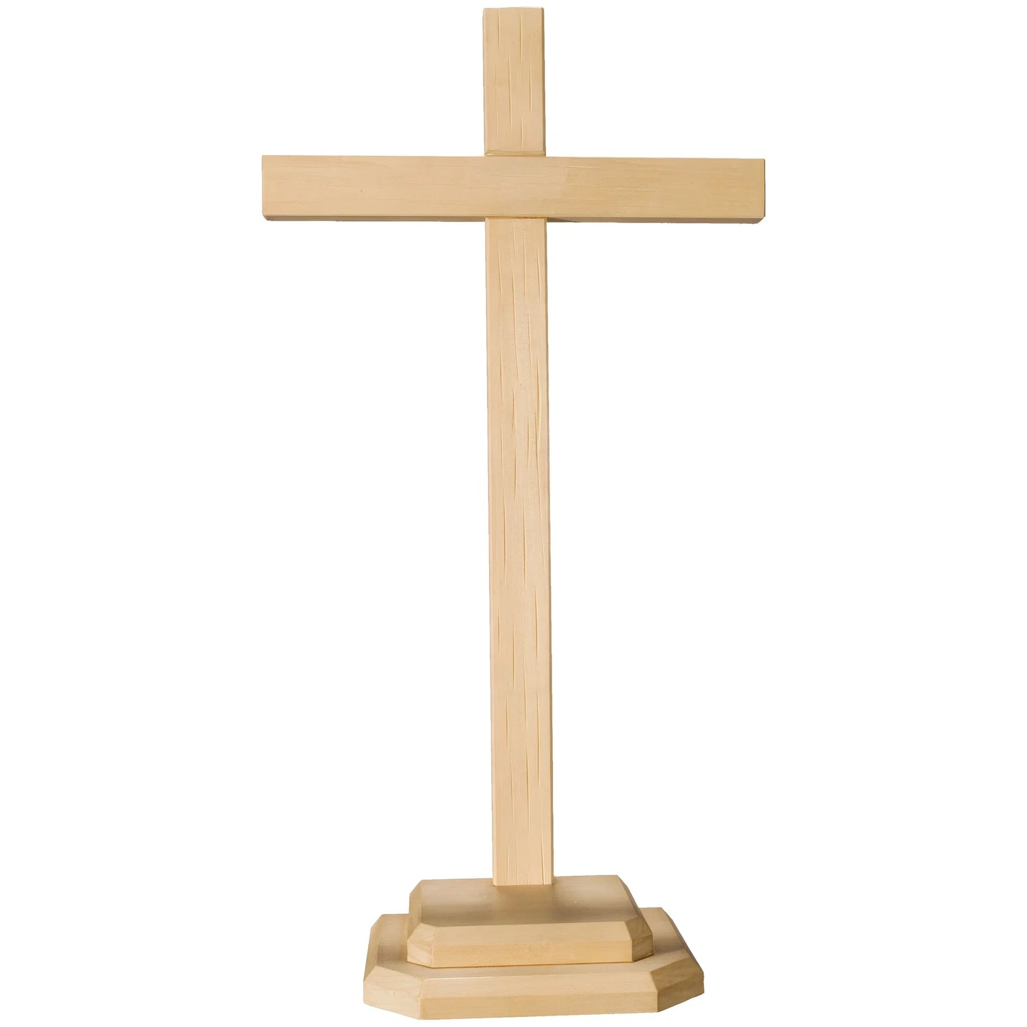 Table Cross in Natural Wood from Val Gardena, Geometric Style