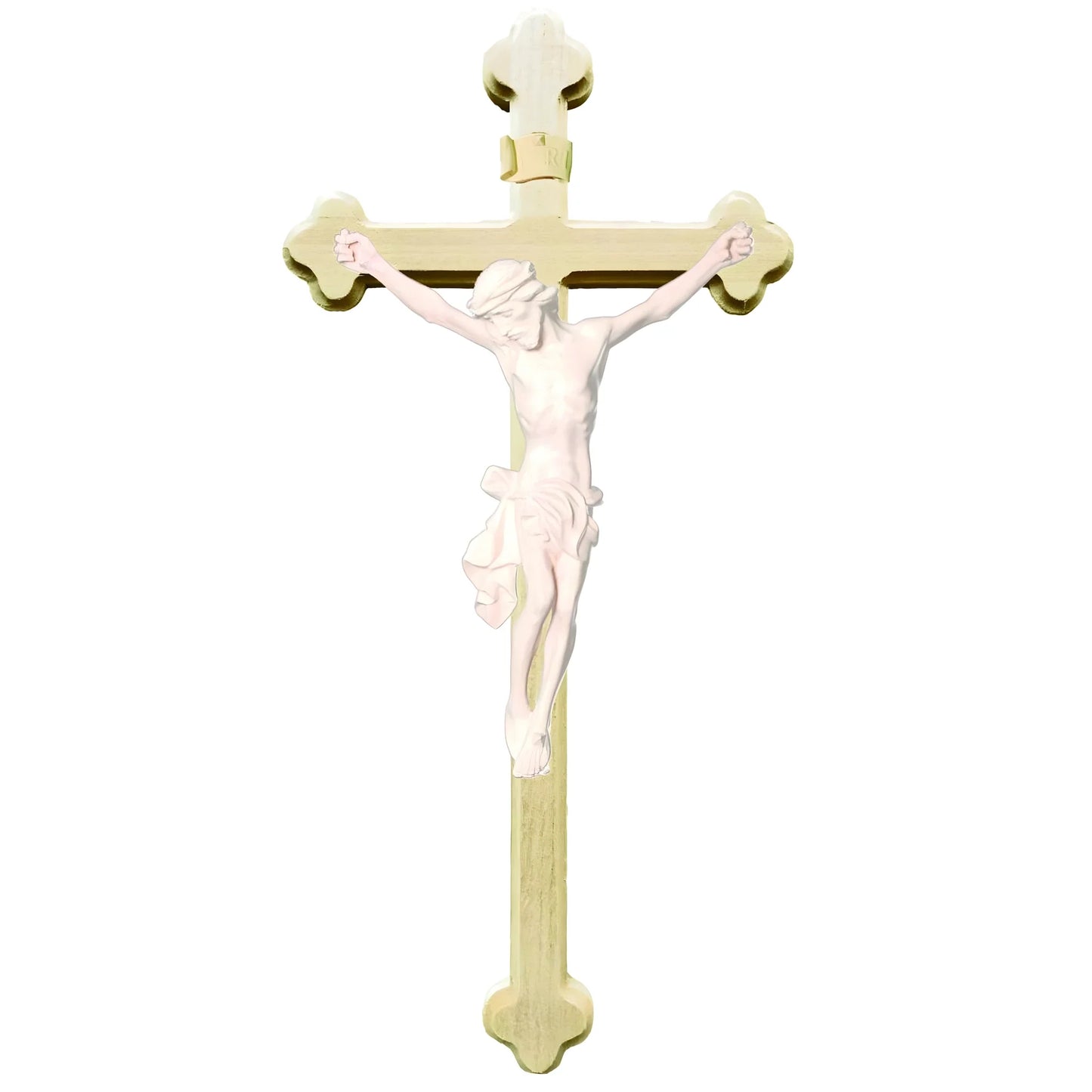Baroque Crucifix Val Gardena in Natural Wood – Artisan Work