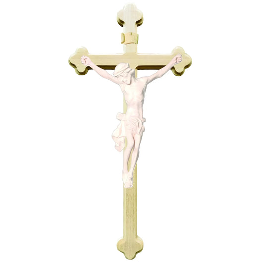 Baroque Crucifix Val Gardena in Natural Wood – Artisan Work