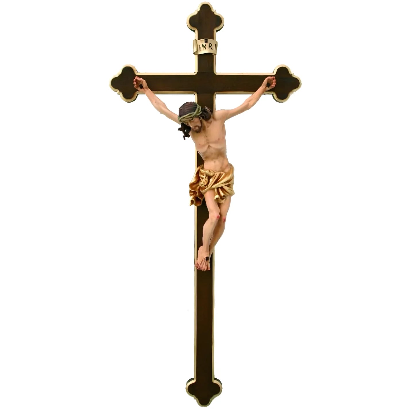 Corpus Christi" Baroque Crucifix Carved in Wood and Oil Painted