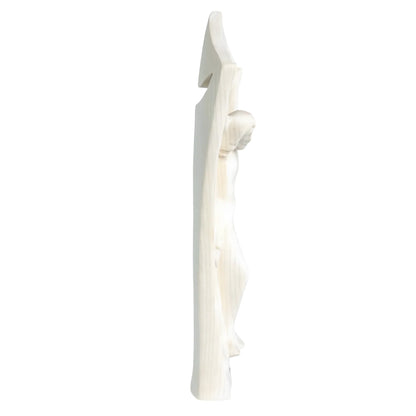 Modern Stylized Crucifix in Natural Val Gardena Wood