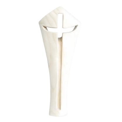 Modern Stylized Crucifix in Natural Val Gardena Wood
