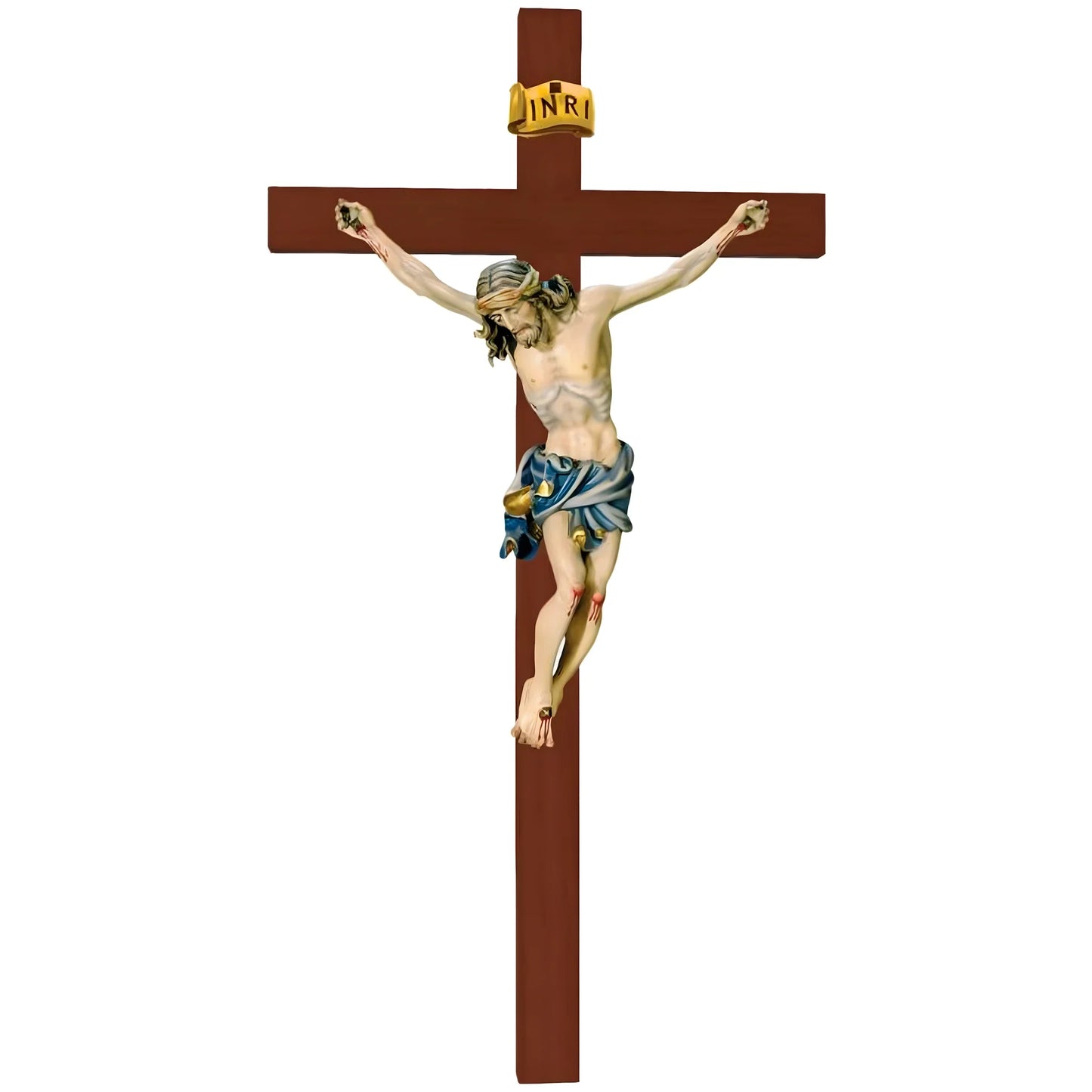 Hand-Carved Crucifix from Val Gardena Wood, Classic Line